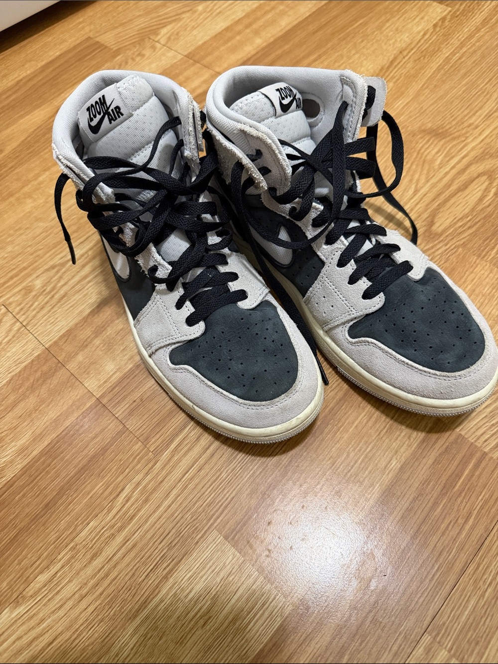 Nike Zoom Air High-Top Sneakers in Black and Light Gray